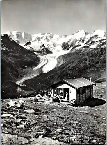 50212 - Schweiz - Pontresina , Paradis Hütte mit Berninagruppe - gelaufen 1962