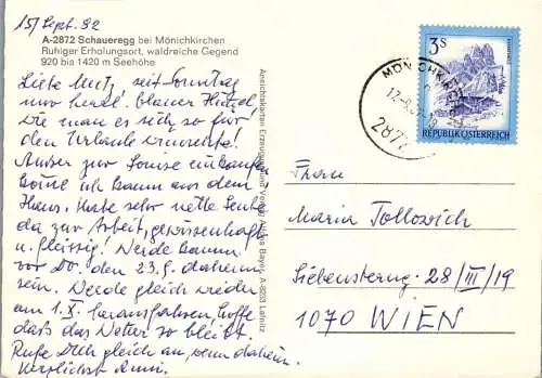 50219 - Steiermark - Schaueregg , bei Mönichkirchen , Mehrbildkarte , Gasthof - gelaufen 1982