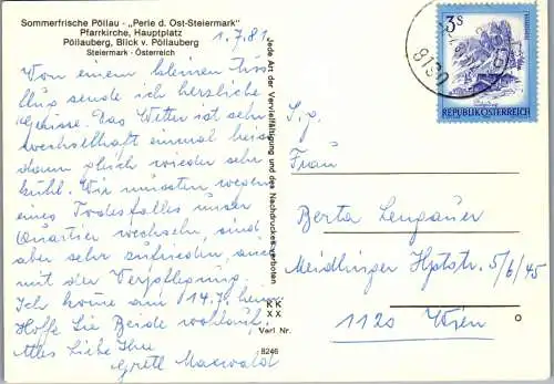 50223 - Steiermark - Pöllau , Pfarrkirche , Hauptplatz , Pöllauberg - gelaufen 1981