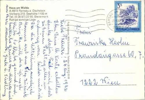 50233 - Steiermark - Ramsau , Haus am Walde , Vorberg - gelaufen 1982