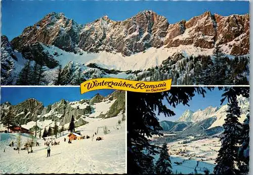 50239 - Steiermark - Ramsau , Winter , Dachsteinsüdwände mit Alpenglühen , Türlwandhütte - gelaufen 1975