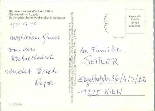 50251 - Steiermark - St. Lorenzen am Wechsel , Panorama - gelaufen 1980