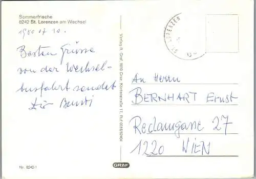 50252 - Steiermark - St. Lorenzen am Wechsel , Gasthof Breineder , Raiffeisenkasse , Mehrbildkarte - gelaufen 1980