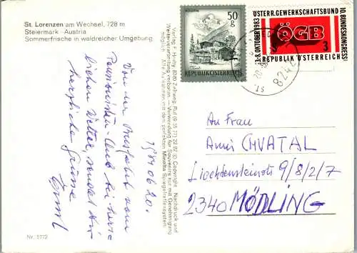 50254 - Steiermark - St. Lorenzen am Wechsel , Mehrbildkarte - gelaufen 1984