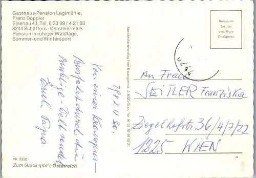 50277 - Steiermark - Schäffern , Gasthaus Laglmühle , Franz Doppler - gelaufen 1982