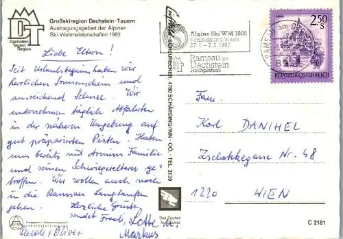 50283 - Steiermark - Schladming , Mehrbildkarte WM 1982 - gelaufen 1982