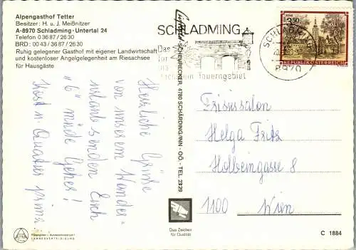 50285 - Steiermark - Schladming , Untertal , Gasthof Tetter , H. u. J. Meißnitzer - gelaufen 1983