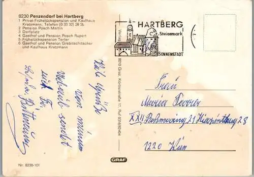 50299 - Steiermark - Penzendorf , bei Hartberg , Pension Kratzmann , Posch Martin , Dorfplatz , Terler - gelaufen