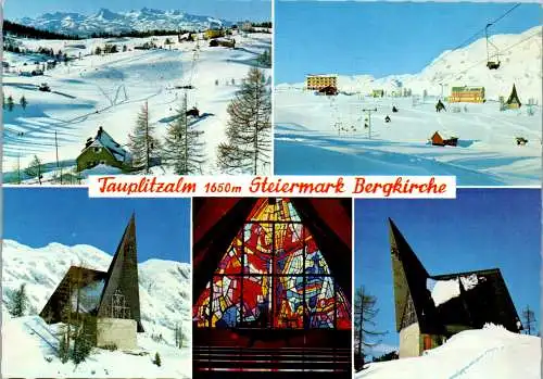 50314 - Steiermark - Tauplitzalm , Bergkirche , Mehrbildkarte , Winter - gelaufen