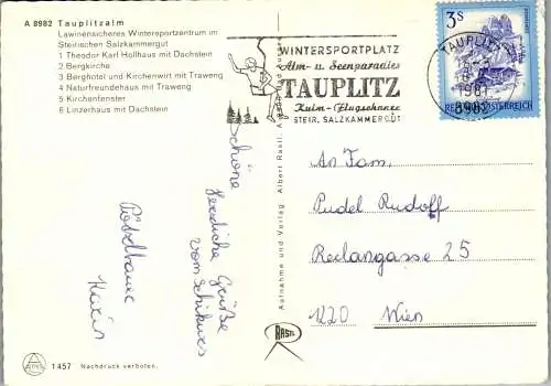 50317 - Steiermark - Tauplitzalm , bergkirche , Hollhaus , Traweng , Mehrbildkarte - gelaufen 1981