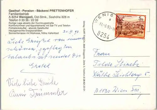 50364 - Steiermark - Wenigzell , Gasthof Prettenhofer - gelaufen 1993