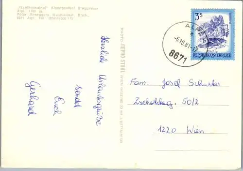 50375 - Steiermark - Krieglach , Alpl , Gasthof Bruggraber , Waldheimathof - gelaufen 1981