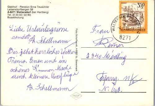 50379 - Steiermark - Waltersdorf bei Hartberg , Gasthof Pension Erna Teuschler - gelaufen 1984