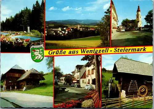 50400 - Steiermark - Wenigzell , Waldbad , Kirche , Gasthaus , Mühle , Käfer , Mehrbildkarte - gelaufen 1979