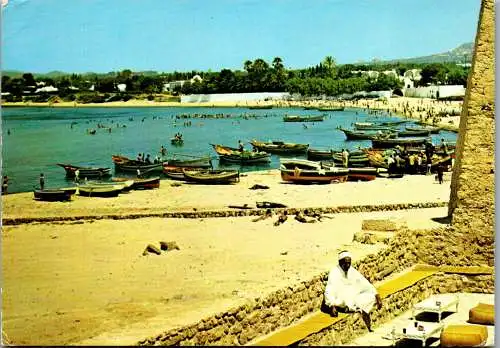 50434 - Tunesien - Hammamet , La Plage vue du Cafe Sidi Bou Hadid - gelaufen 1975