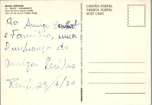 50496 - Brasilien - Recife , Pernambuco , Ponte Duarte Coelho - nicht gelaufen 1970