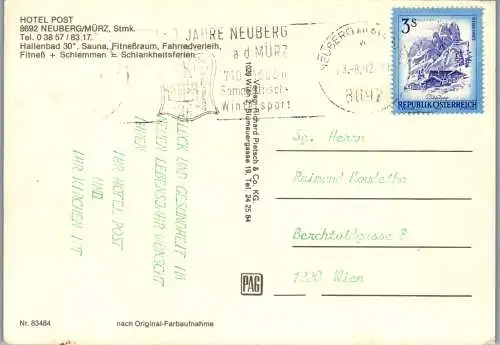 50517 - Steiermark - Neuberg , Hotel Post - gelaufen 1982