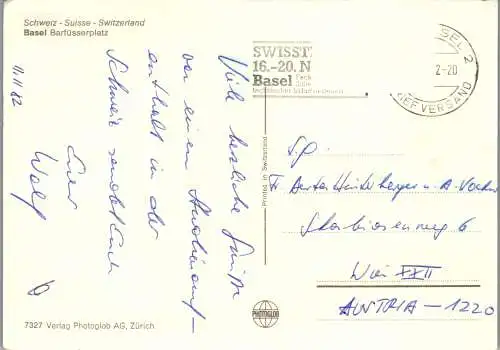 50545 - Schweiz - Basel , Barfüsserplatz - gelaufen 1982