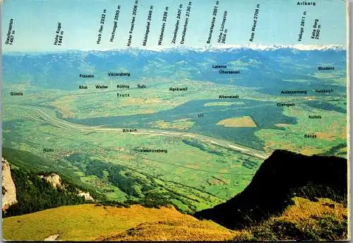 50555 - Schweiz - Hoher Kasten , Aussicht , Rheintal mit Vorarlbergen - gelaufen