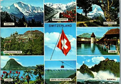 50558 - Schweiz - Mehrbildkarte , Jungfrau , Lugano , Säntis , Luzern - gelaufen 1975