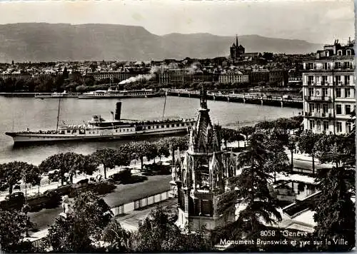 50564 - Schweiz - Genf , Monument Brunswick et vue sur la Ville , Dampfer Helvetie - nicht gelaufen