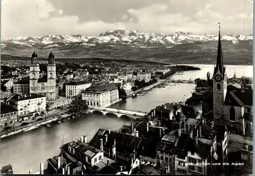 50574 - Schweiz - Zürich , und die Alpen - gelaufen 1970