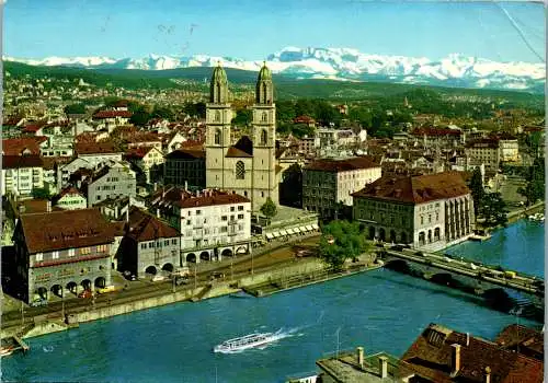 50581 - Schweiz - Zürich , Limmatquai , Grossmünster , Wasserkirche - gelaufen 1981