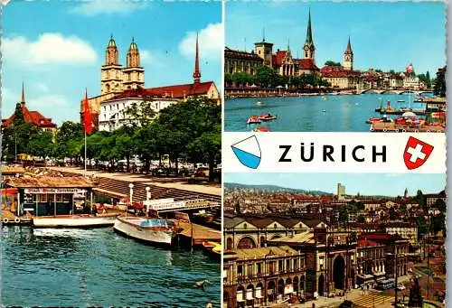 50584 - Schweiz - Zürich , Mehrbildkarte , Fisch Stube Zürichhorn - gelaufen 1965