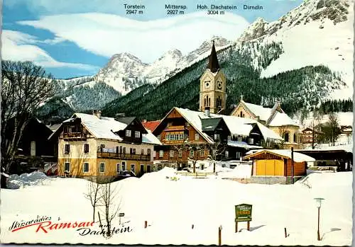 50619 - Steiermark - Ramsau , gasthof pehab Kirchenwirt , Dachstein , Dirndl , Torstein , Winter - gelaufen 1969