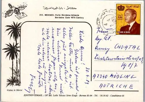 50653 - Marokko - Meknes , Porte Bardaine 16 Siecle - gelaufen 1989