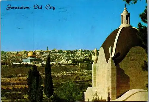 50722 - Israel - Jerusalem , Panorama Old City from Dominus Flevit - gelaufen 1981