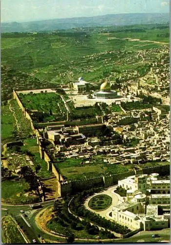 50727 - Israel - Jerusalem , Panorama Old City , Rockefeller Museum - gelaufen 1980