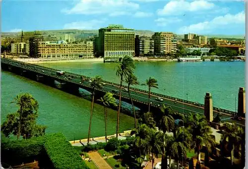 50746 - Ägypten - Kairo , Cairo , El Tahrir Bridge , Shepeards Hotel , Semiramis Hotel - gelaufen