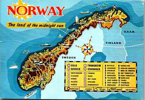 50781 - Norwegen - Landkarte , View - gelaufen 1983