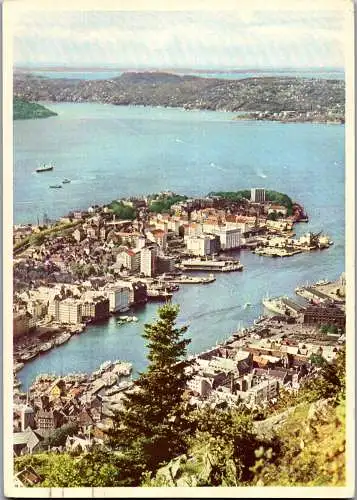 50785 - Norwegen - Bergen , View from the Mountain Floien - gelaufen 1961