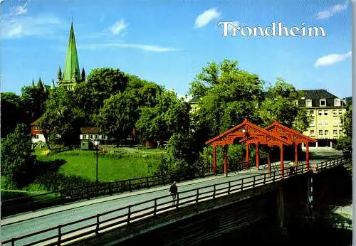 50804 - Norwegen - Trondheim , Old Town Bridge , Nidaros Cathedral - gelaufen 1984