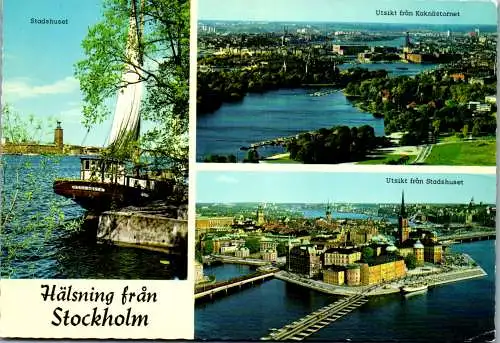 50822 - Schweden - Stockholm , Stadthuset , Utsikt fran Kaknästornet , Utsikt fran Stadshuset - gelaufen 1978