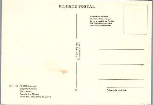 50837 - Portugal - Porto , Igreja dos Clerigos , Basco Rabelo - nicht gelaufen