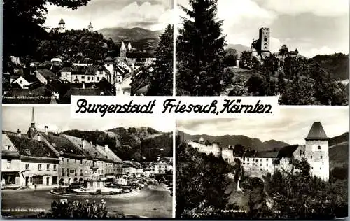 50858 - Kärnten - Friesach , Hauptplatz , Ruine Petersberg , Mehrbildkarte - gelaufen 1963