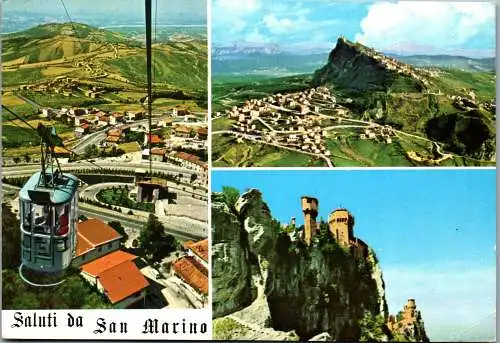 50867 - San Marino - R. S. , La funivia , Monte Titano , Le Rocche , Mehrbildkarte - gelaufen 1974