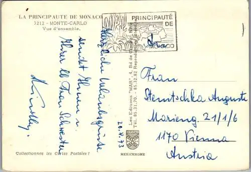 50917 - Monaco - Monte Carlo , Vue d'ensemble - gelaufen 1973