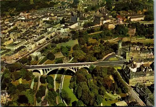 50950 - Luxembourg - Luxemburg , Vue aerienne , Vallee de la Petrusse , Pont Adolphe , Boulevard Roosevelt - gelaufen