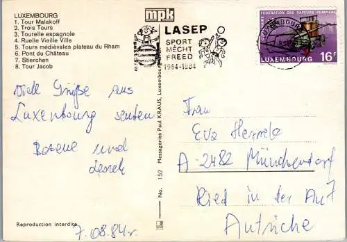 50959 - Luxembourg - Luxemburg , Mehrbildkarte - gelaufen 1984