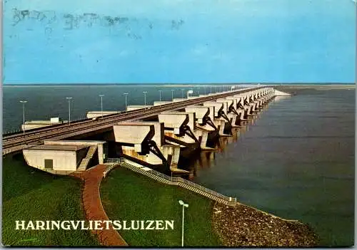 50990 - Niederlande - Haringvlietsluizen , Verbindungsweg Goeree - Overflakkee - gelaufen 1981