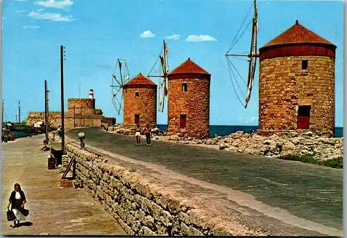 51079 - Griechenland - Rhodes , Rhodos , The Mills , Windmühlen - gelaufen