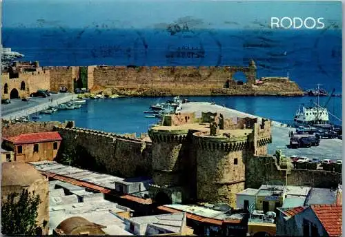 51080 - Griechenland - Rhodes , Rhodos , Blick auf den Handelshafen - gelaufen 1985