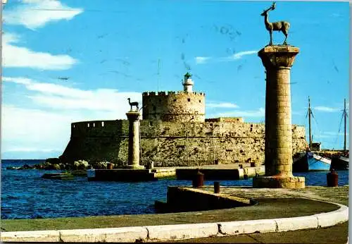 51091 - Griechenland - Rhodes , Rhodos , Leuchtturm Der Hirsch - gelaufen 1974