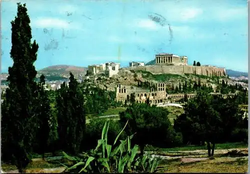 51233 - Griechenland - Athen , Athens , Acropolis , Akropolis seen from Socrates Prison - gelaufen 1965