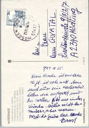 51310 - Kroatien - Moscenice , Zupna crkva Sv. Andrije , Pfarrkirche des Heiligen Andreas - gelaufen 1984