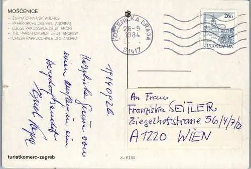 51333 - Kroatien - Moscenice , Zupna crkva Sv. Andrije , Pfarrkirche des Heiligen Andreas - gelaufen 1984